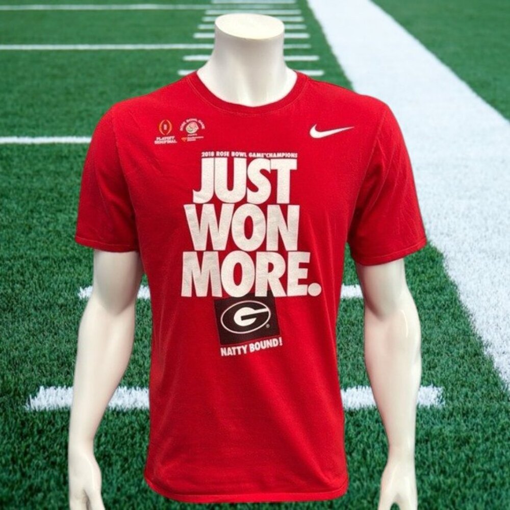 Nike NCAA 2018 Rose Bowl Champions Georgia Bulldogs Red T-Shirt Tee Size Large